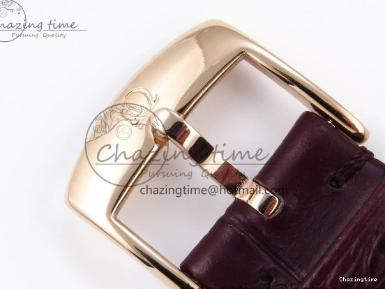 0121 Modern De Ville Date RG MKF 1:1 Best Edition White Textured Dial Roman Marker on Brown Leather Strap A 7752